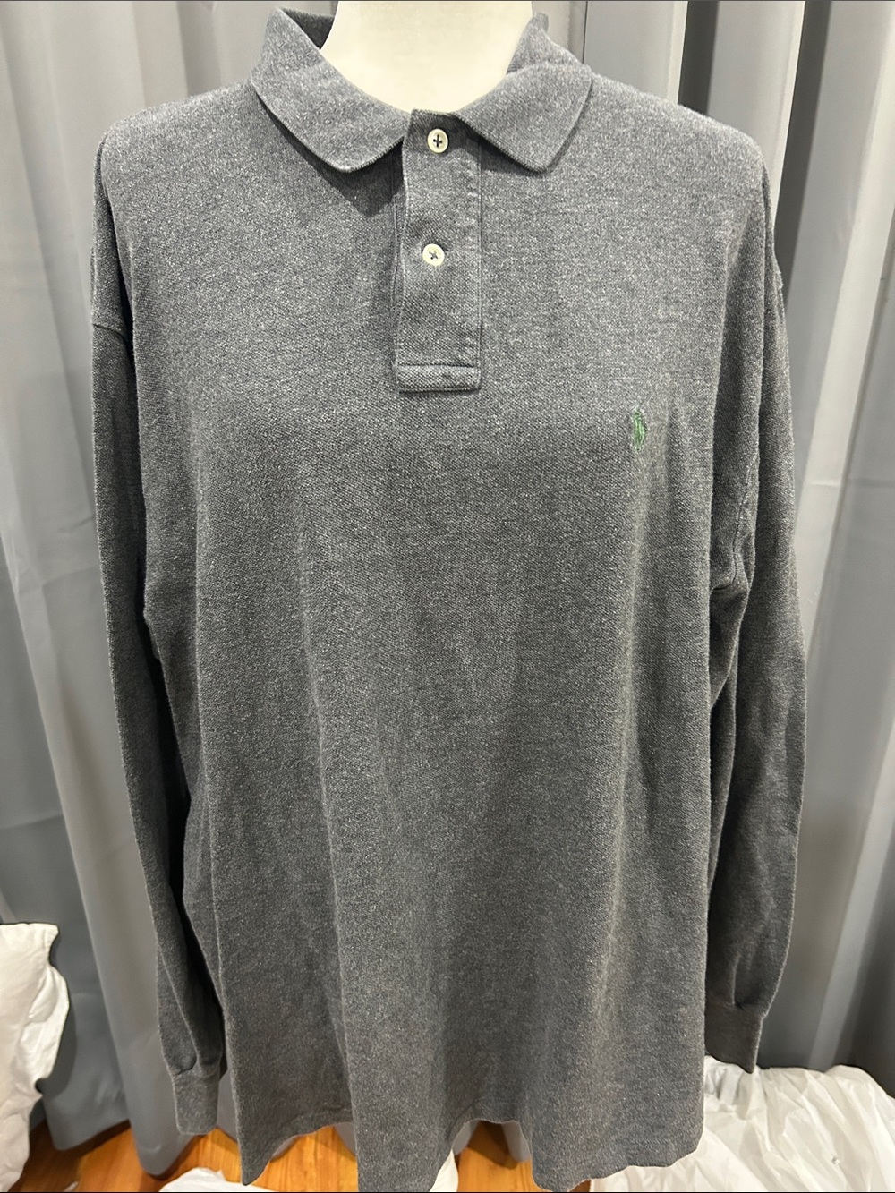 Polo by Ralph Lauren Men's Long-Sleeve Polo in Charcoal
